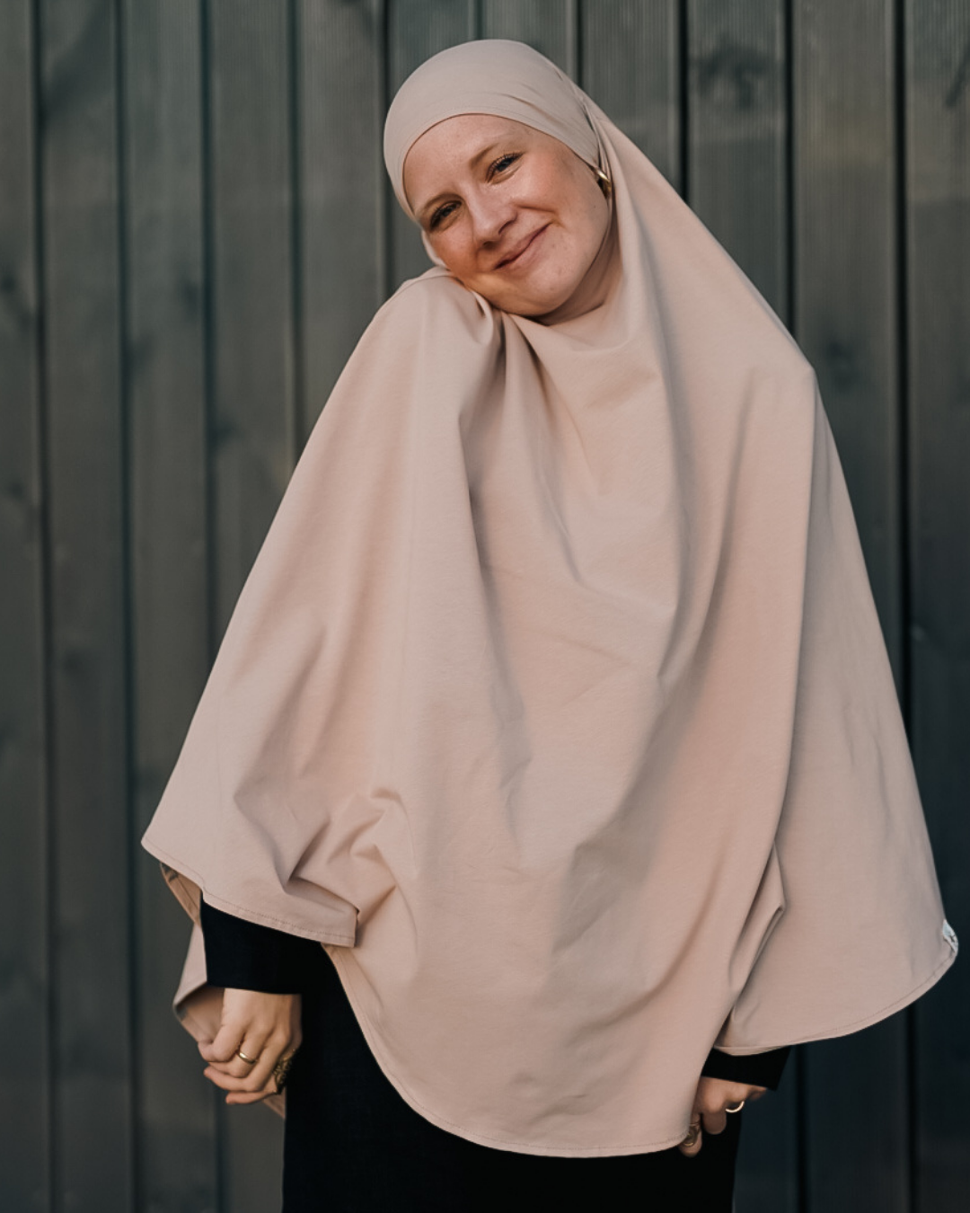 Jersey Khimar van biologisch katoen in licht taupe