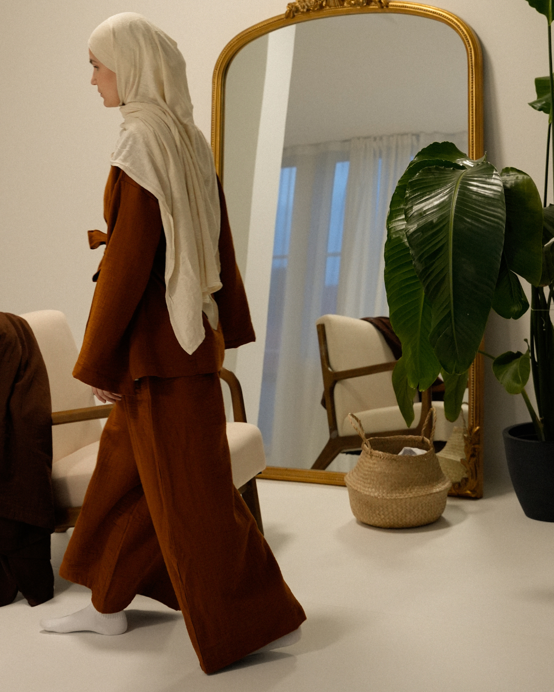 Tweedelige set "Juniper" van biologisch katoen (Caramel)