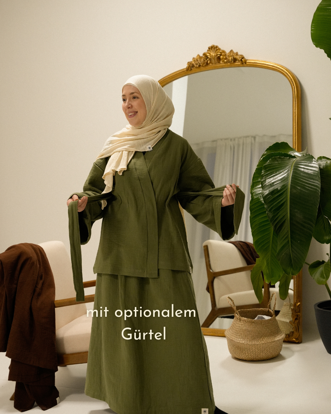 Tweedelige set "Juniper" van biologisch katoen (Dusty Olive)