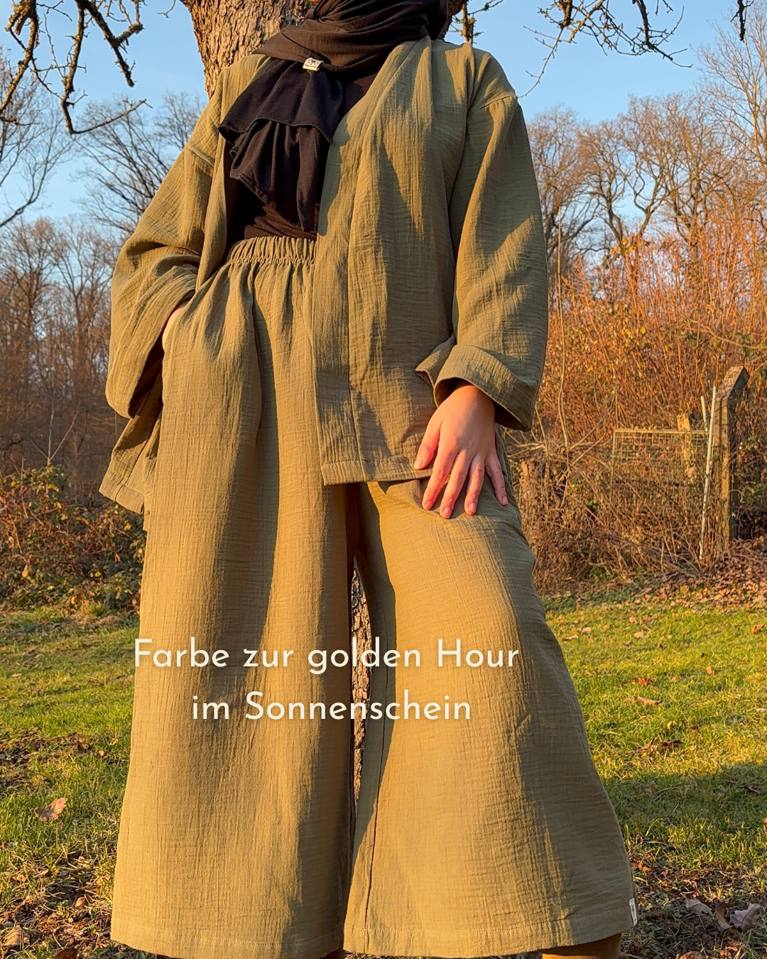 Tweedelige set "Juniper" van biologisch katoen (Dusty Olive)