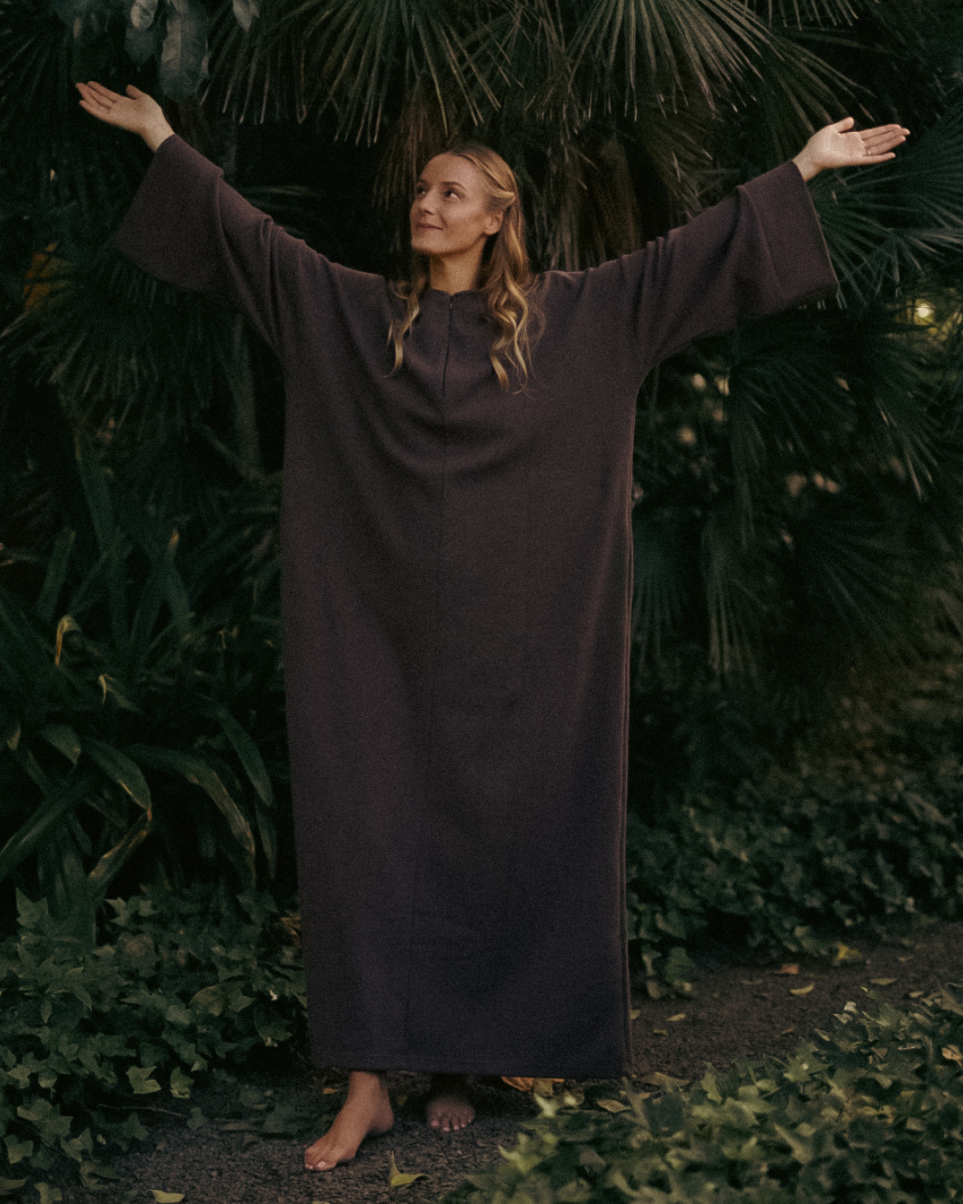 Warme "Laila" abaya van biologisch katoen (Mousse au Chocolat)