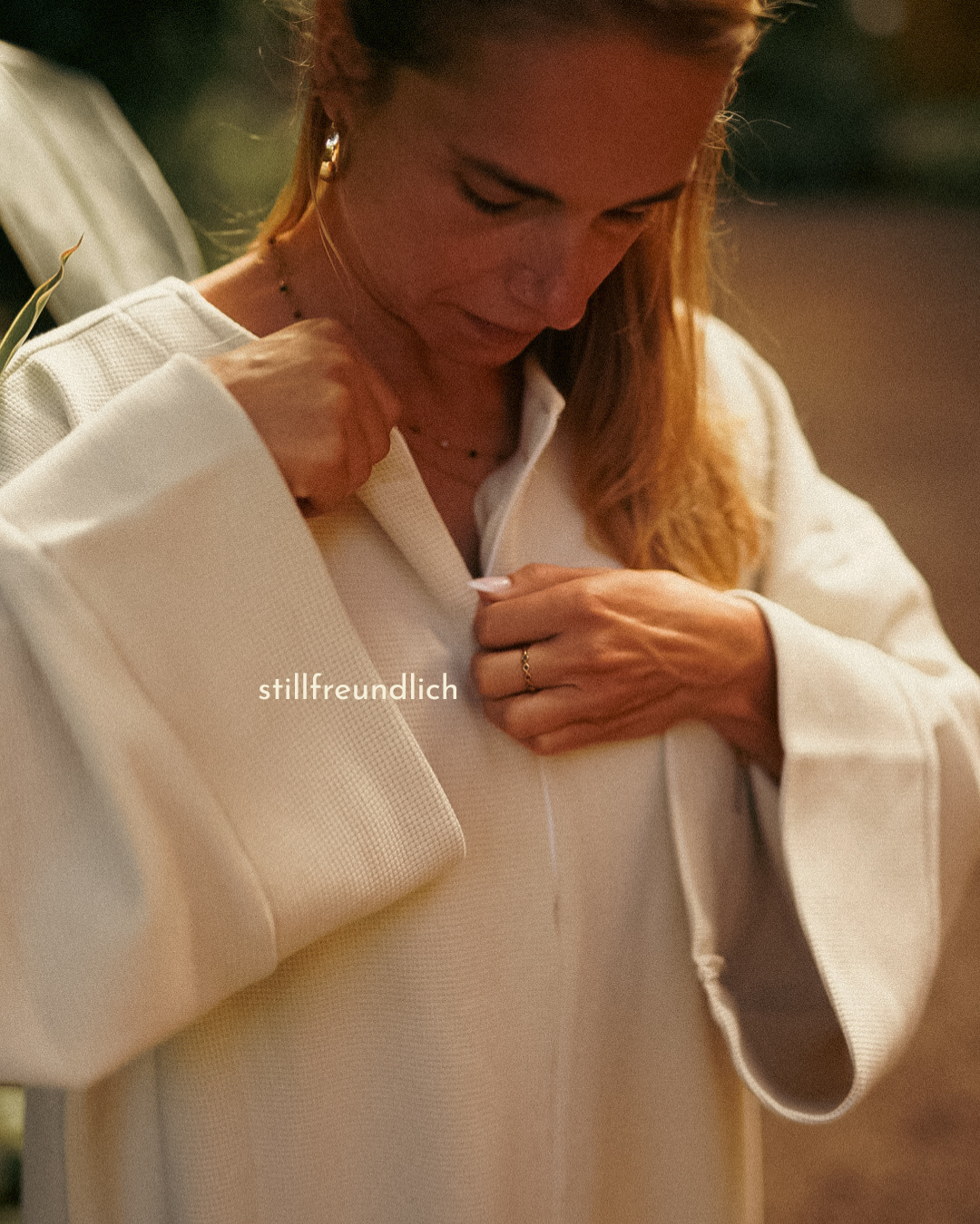 Warme "Laila" abaya van biologisch katoen (marsepein)