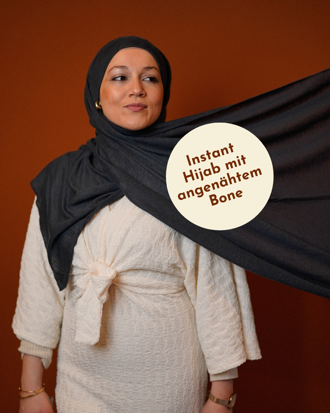 Instant Hijab "Leena" - 100% linnen - Steen