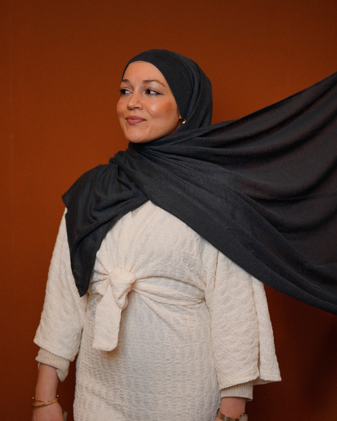 Instant Hijab "Leena" - 100% linnen - Steen