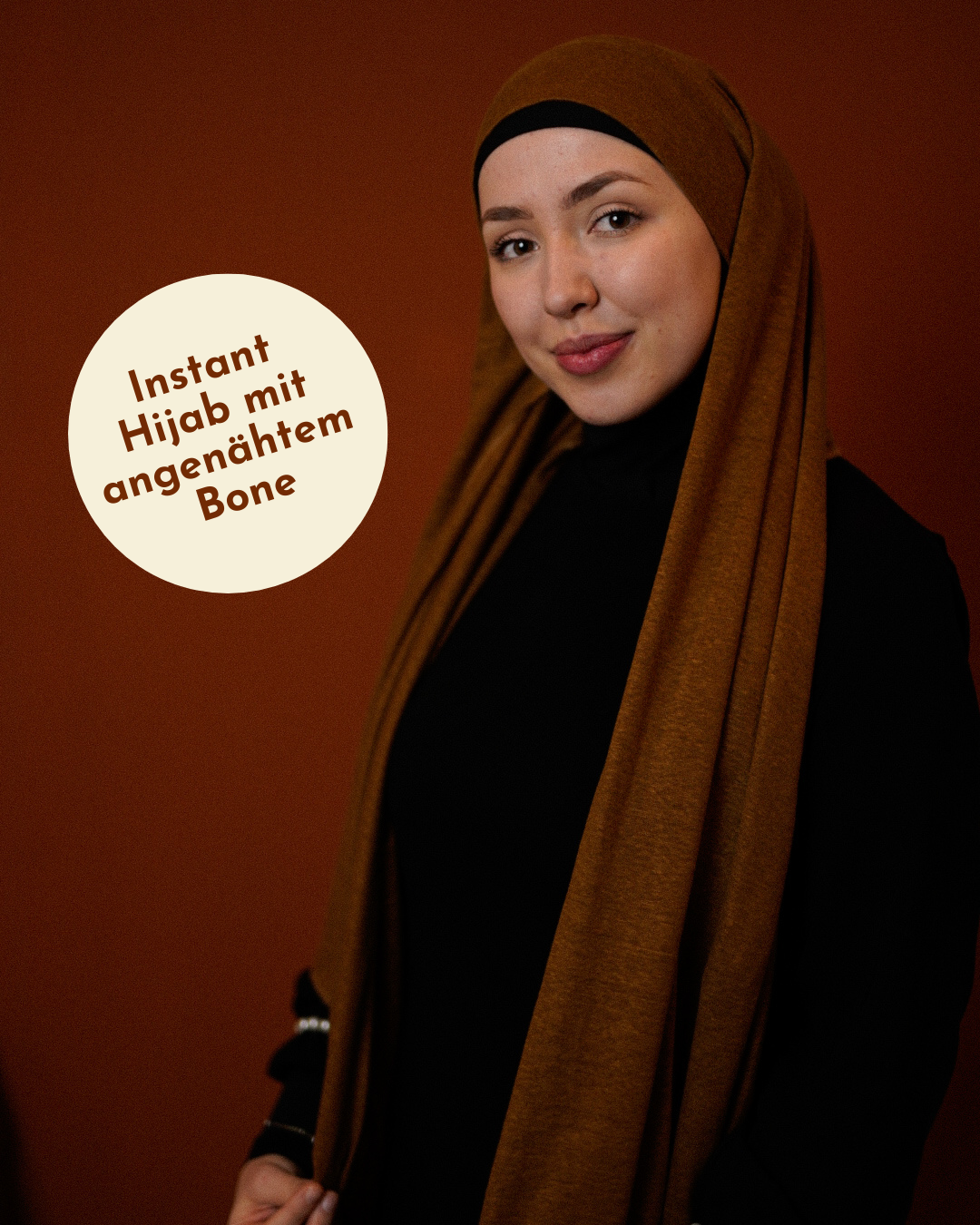 Instant Hijab "Leena" - 100% linnen - teakhout