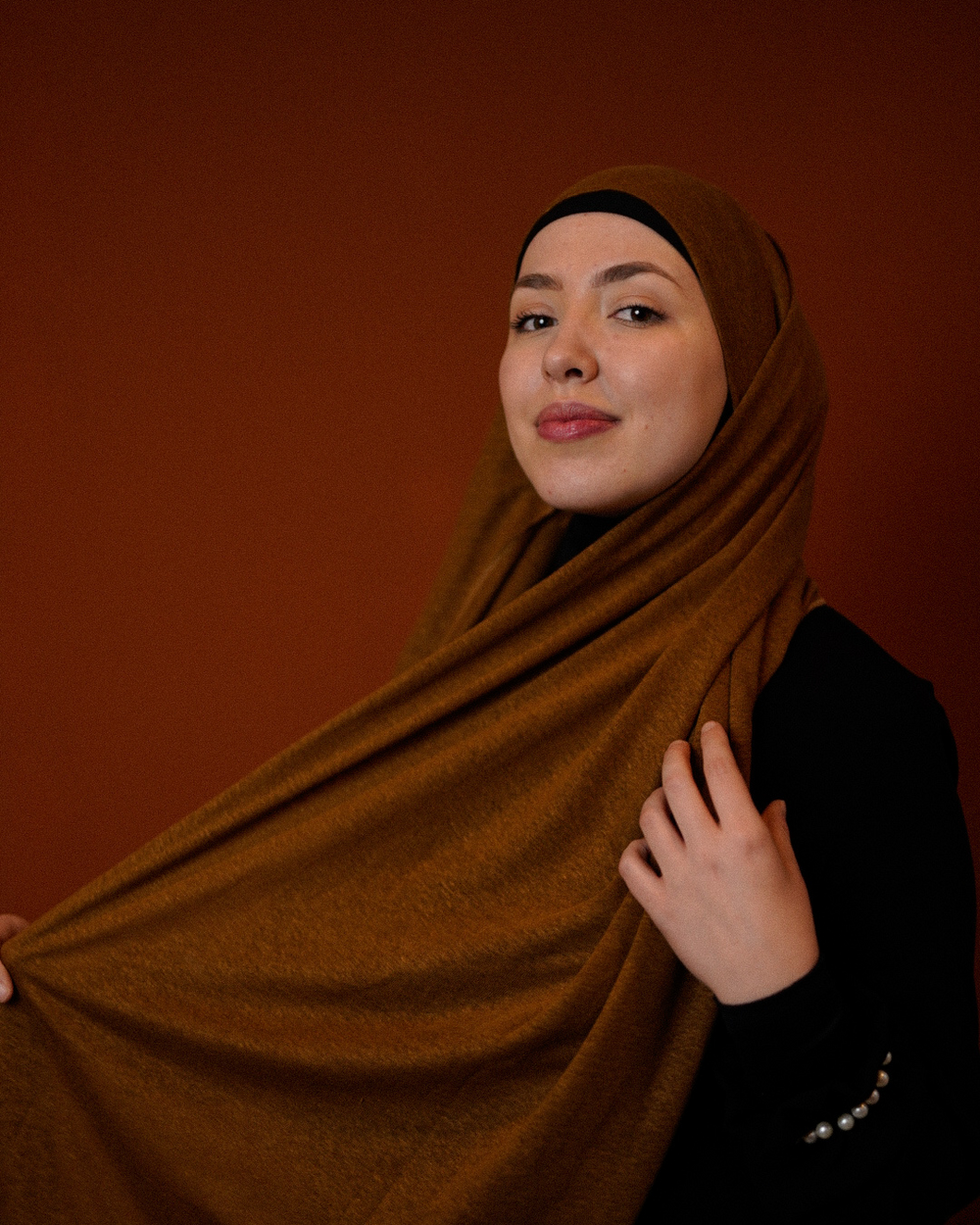 Instant Hijab "Leena" - 100% linnen - teakhout