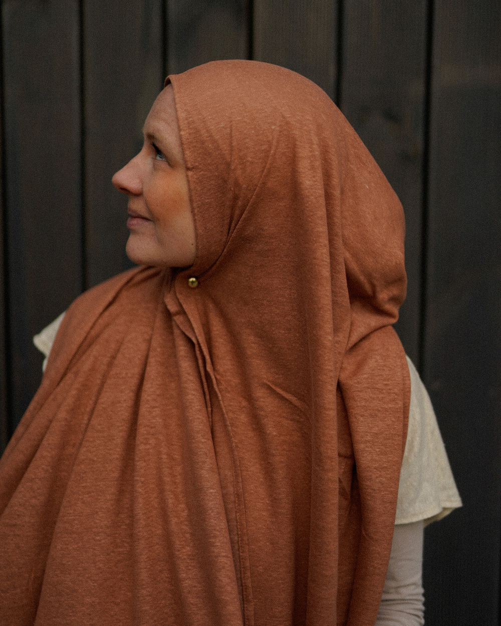 Jersey Hijab "Leena" - 100% linnen - Lava Mokka