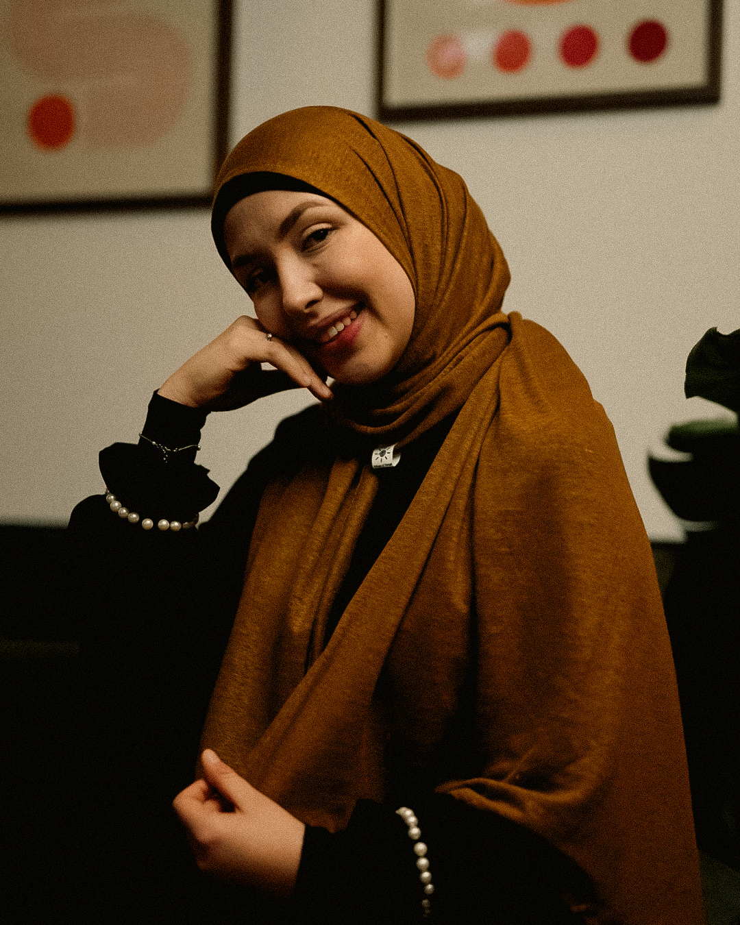 Jersey hijab "Leena" - 100% linnen - teak