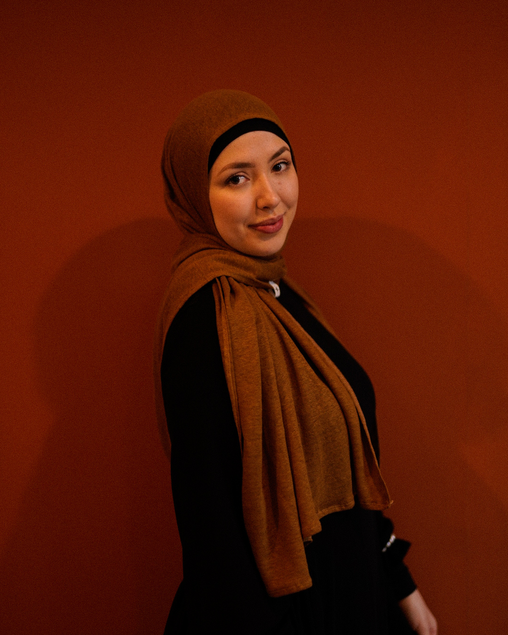 Jersey hijab "Leena" - 100% linnen - teak