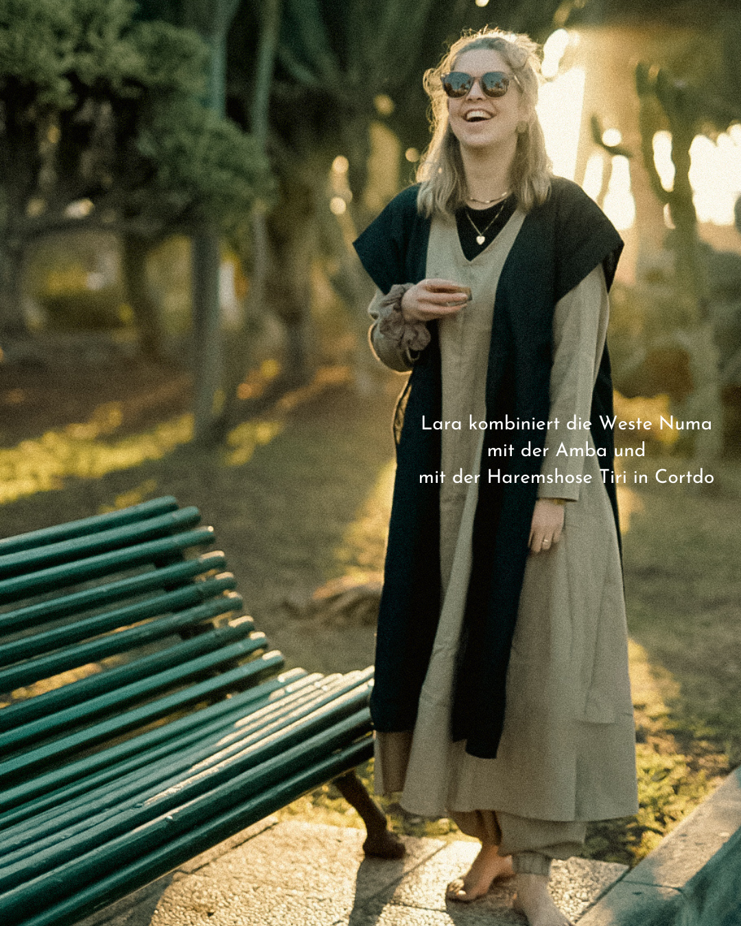 Overgooiervest van linnen en katoen "Numa" (Volcanic Sand)