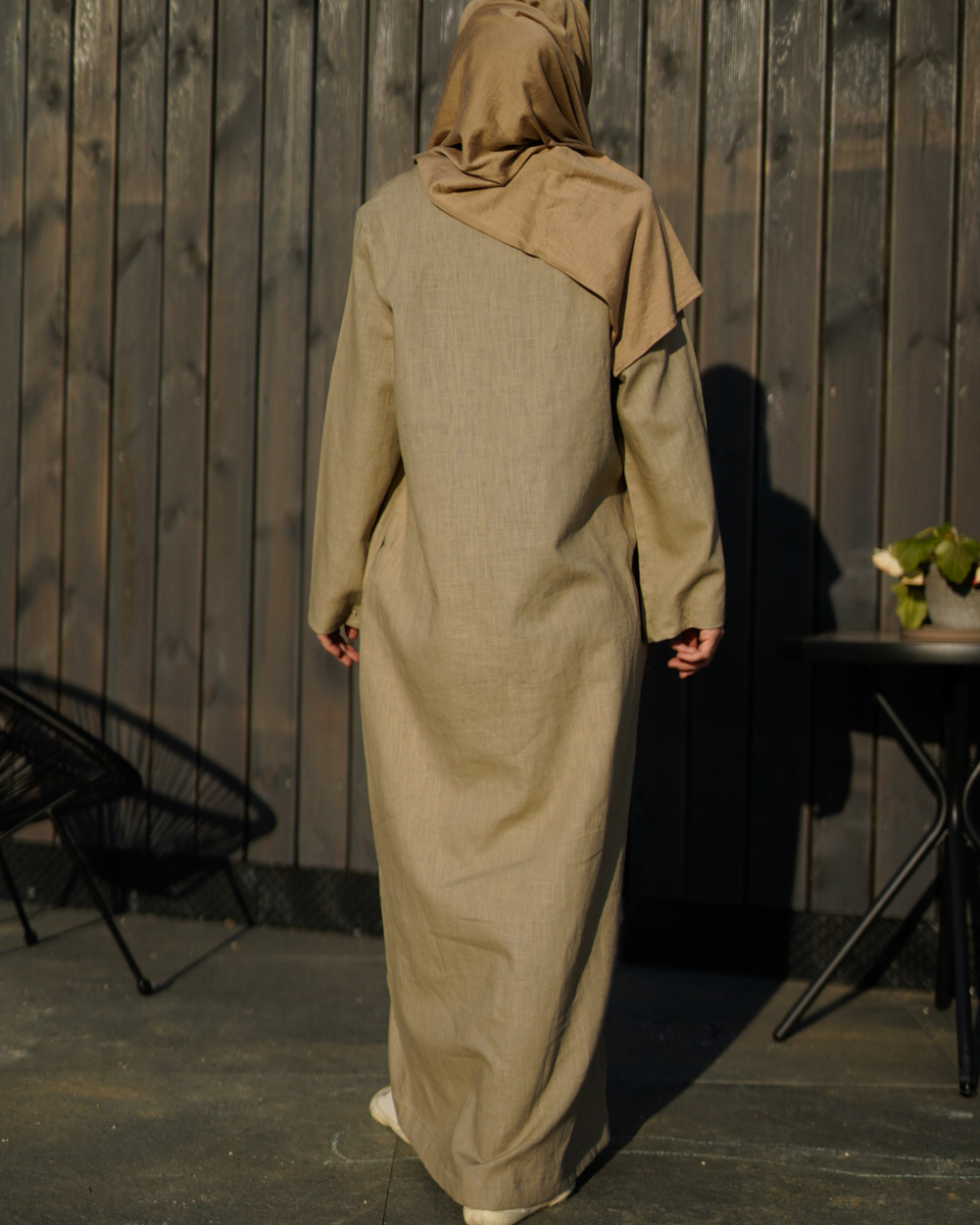Linnen Abaya "Alma" met katoen - zand