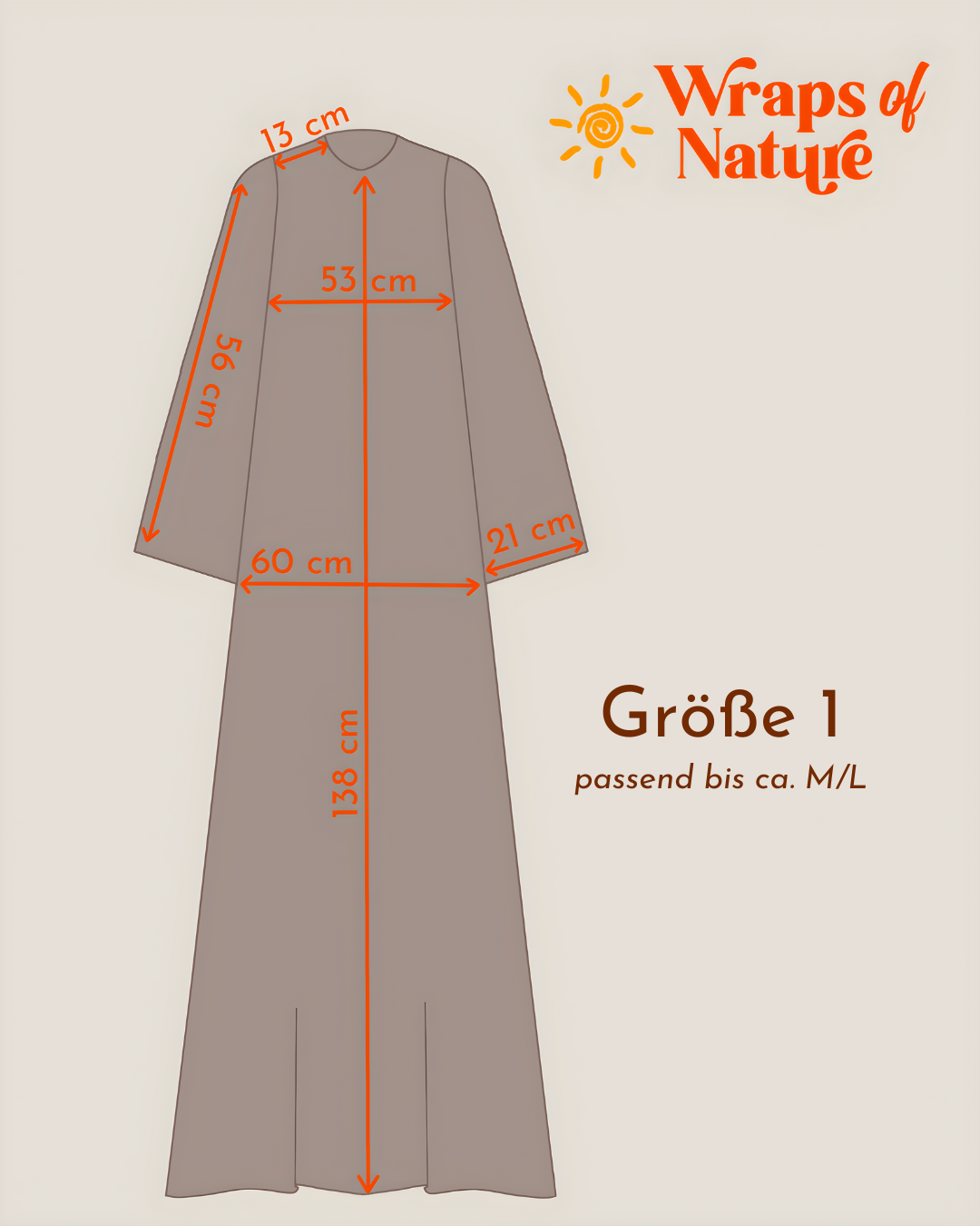 Linnen Abaya "Alma" met katoen - zand