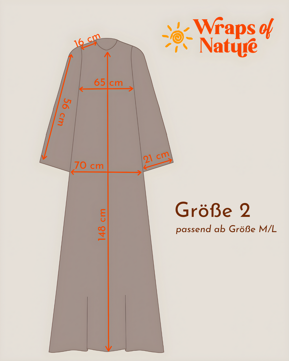Linnen Abaya "Alma" met katoen - zand