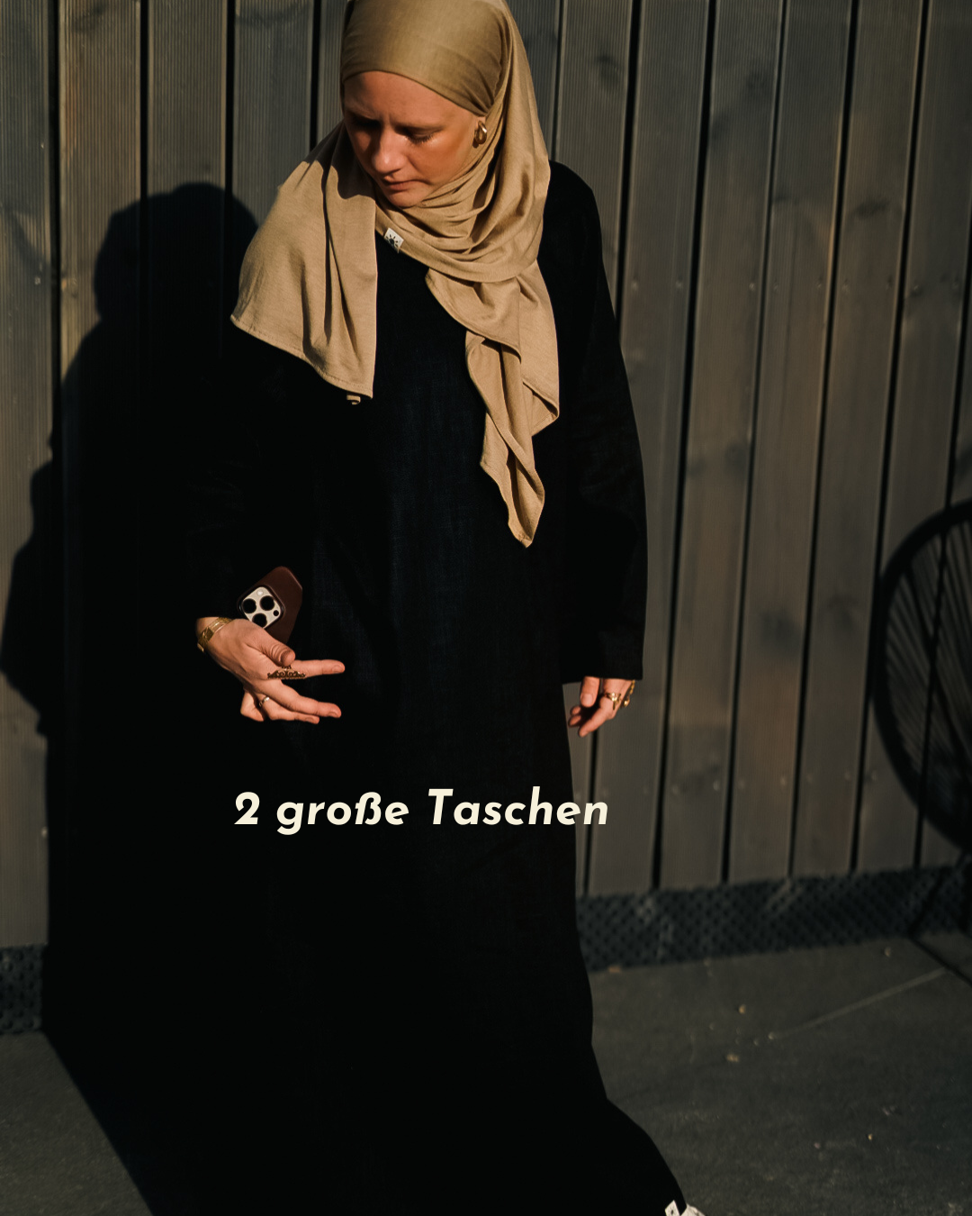 Linnen Abaya "Alma" met katoen - zand