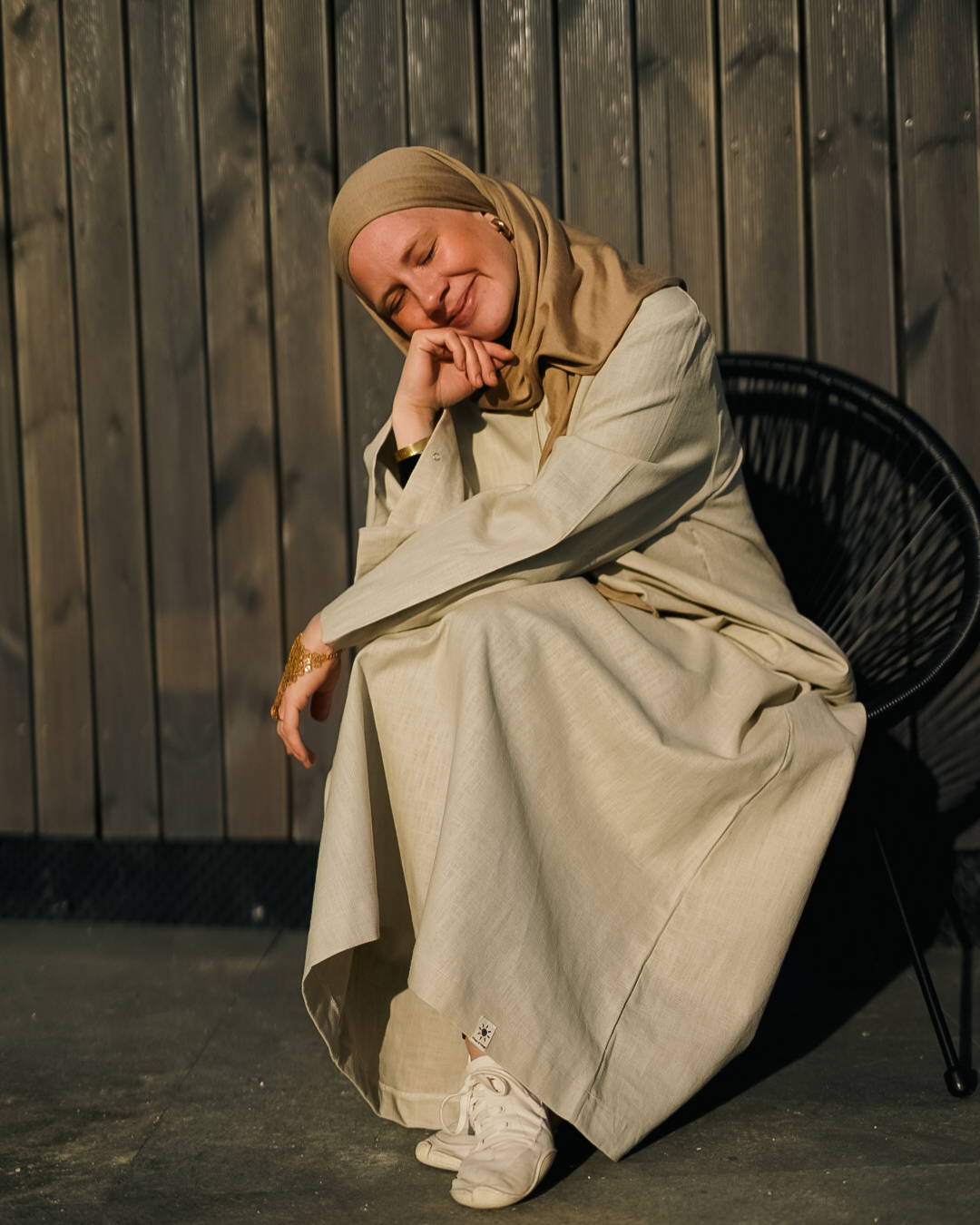 Linnen Abaya "Alma" met katoen - natuurlijk