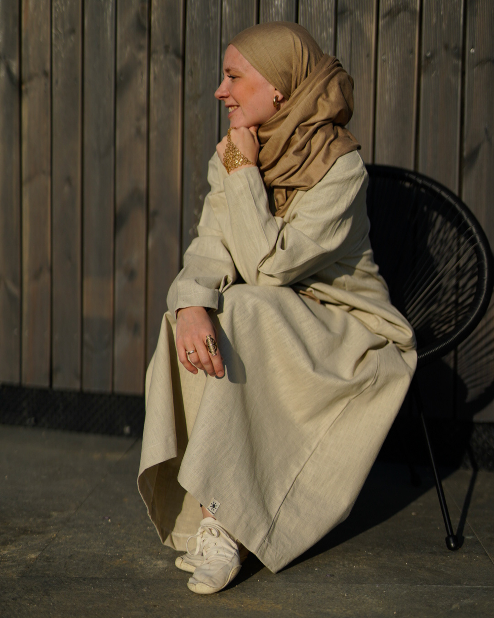 Linnen Abaya "Alma" met katoen - natuurlijk