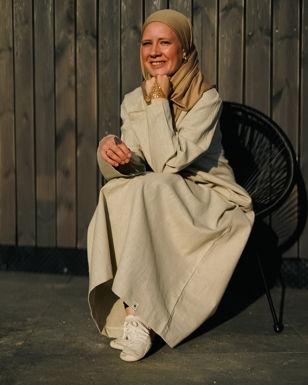 Linnen Abaya "Alma" met katoen - natuurlijk