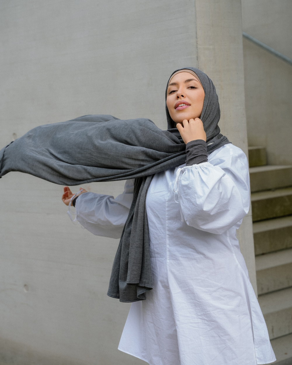 "Mariposa XXL van zijde en biologisch katoen (grijs gemêleerd)