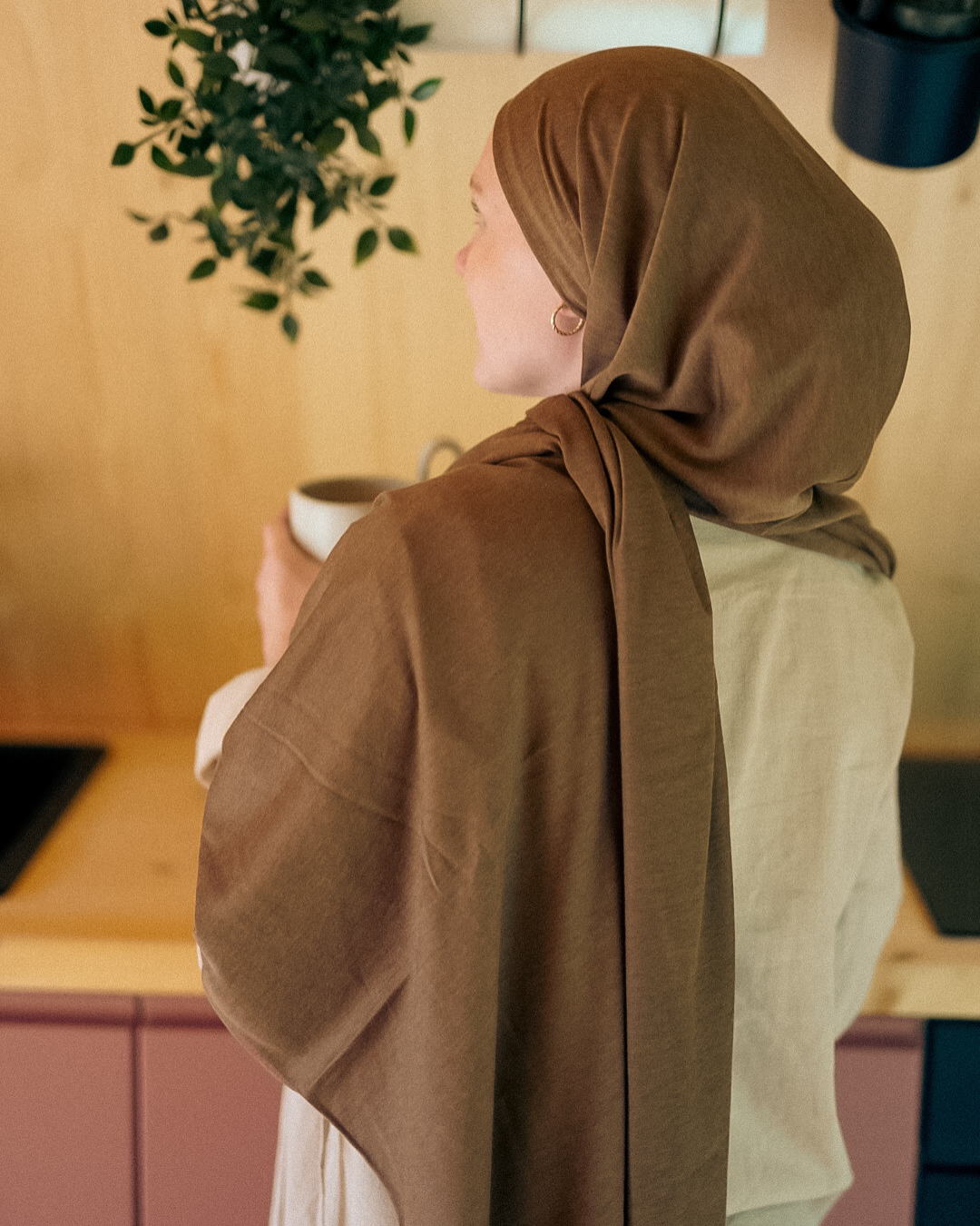 "Mariposa XXL van zijde en biologisch katoen (Kastanje)