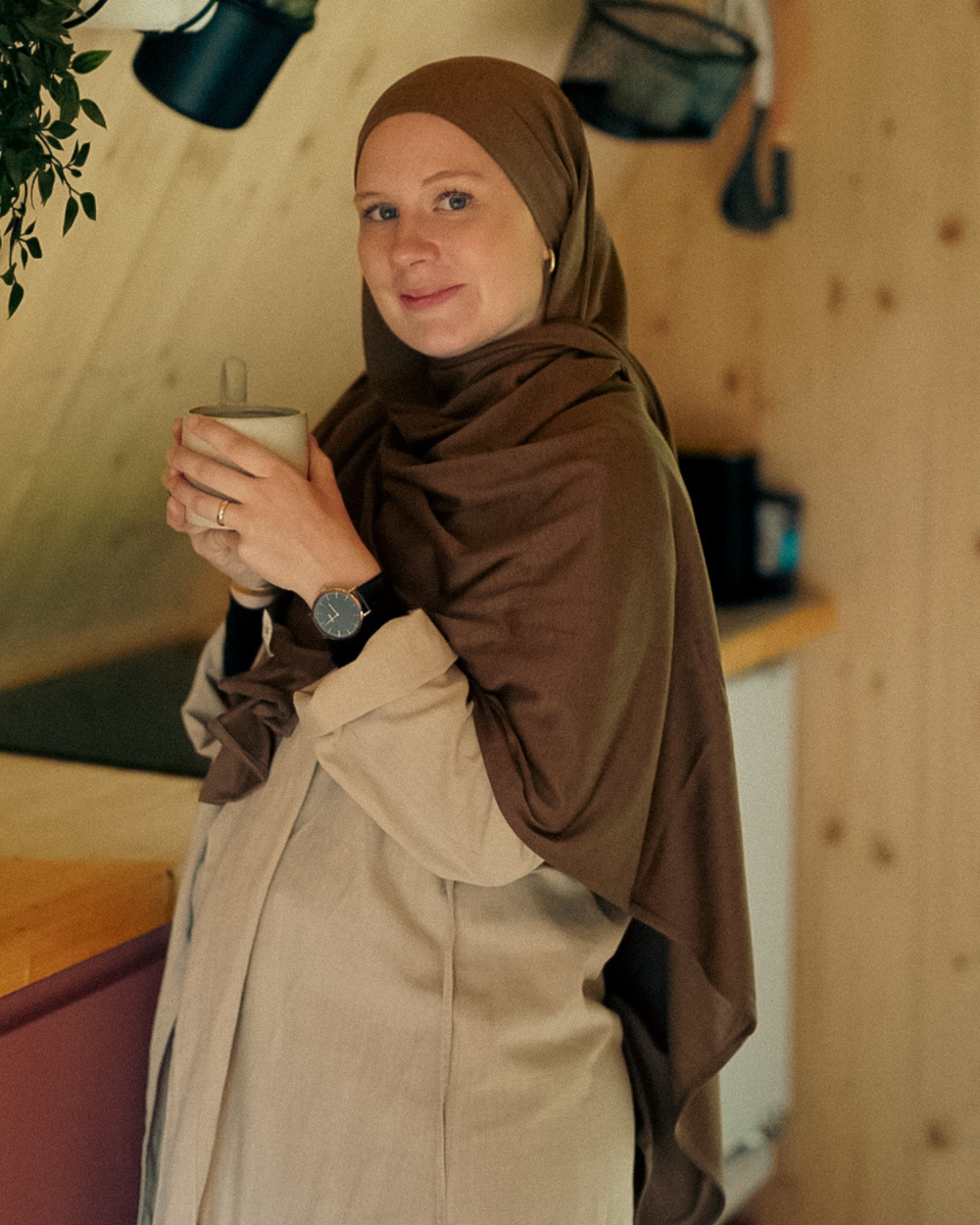 "Mariposa XXL van zijde en biologisch katoen (Kastanje)