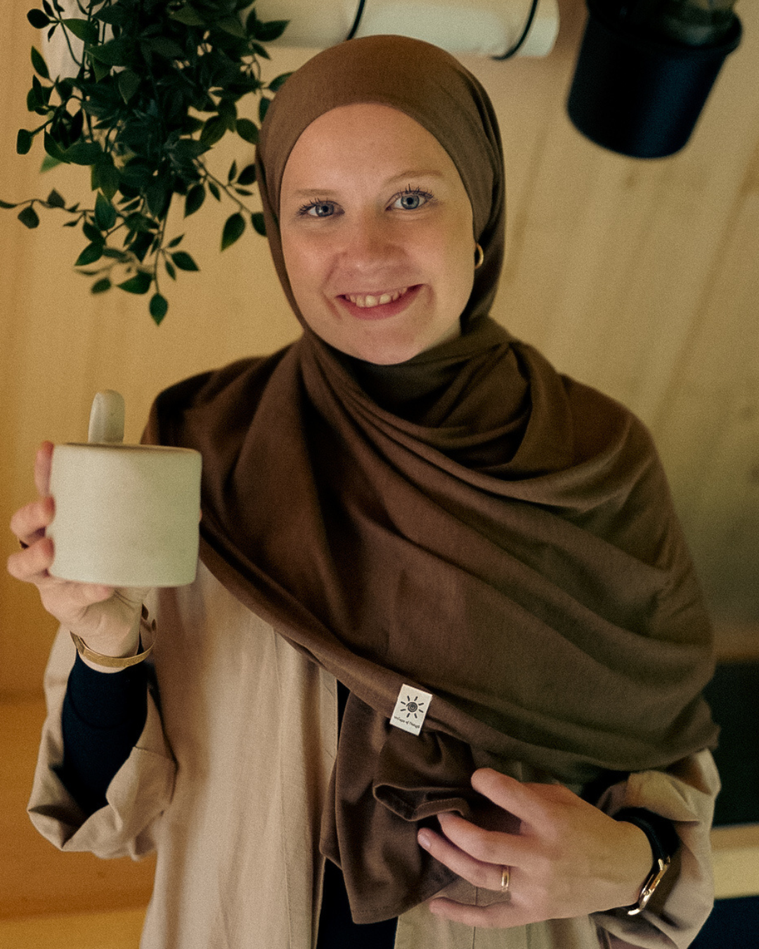 "Mariposa XXL van zijde en biologisch katoen (Kastanje)