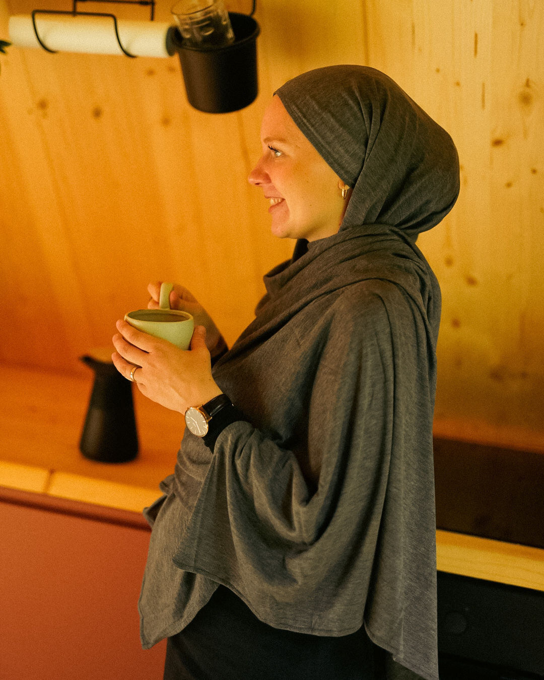 "Mariposa XXL van zijde en biologisch katoen (grijs gemêleerd)