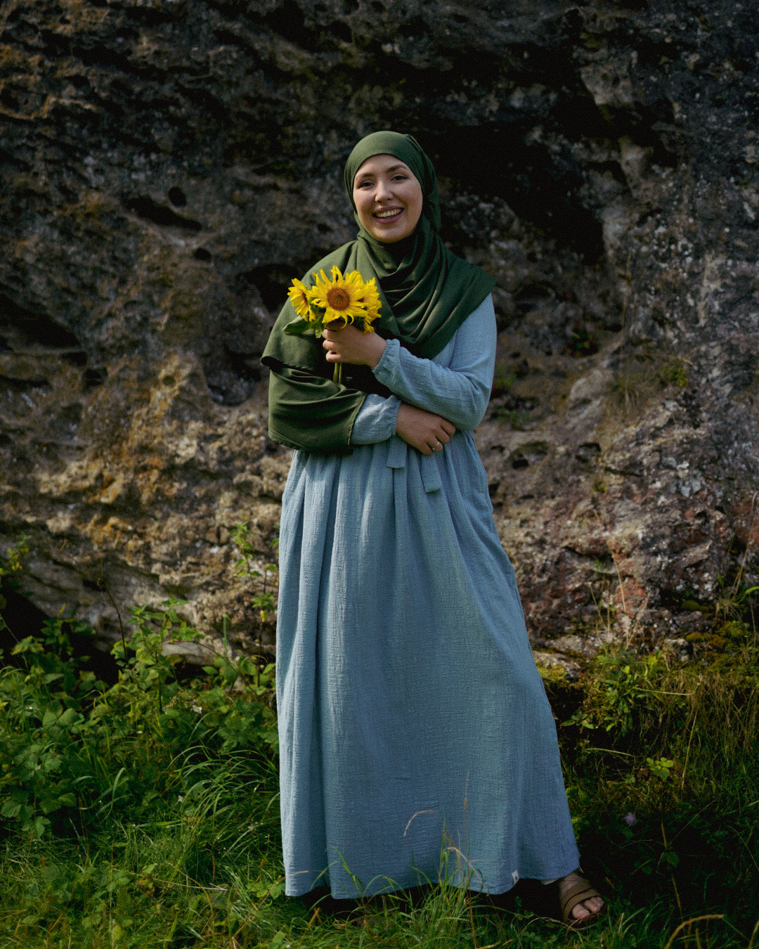 Katoenen Abaya "Maya" van katoen (Elsa Blue)