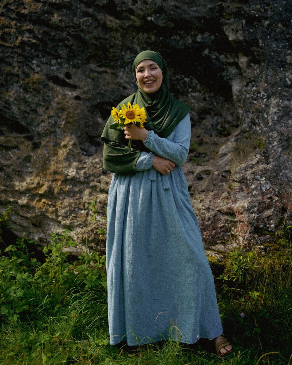 Katoenen Abaya "Maya" van katoen (Elsa Blue)