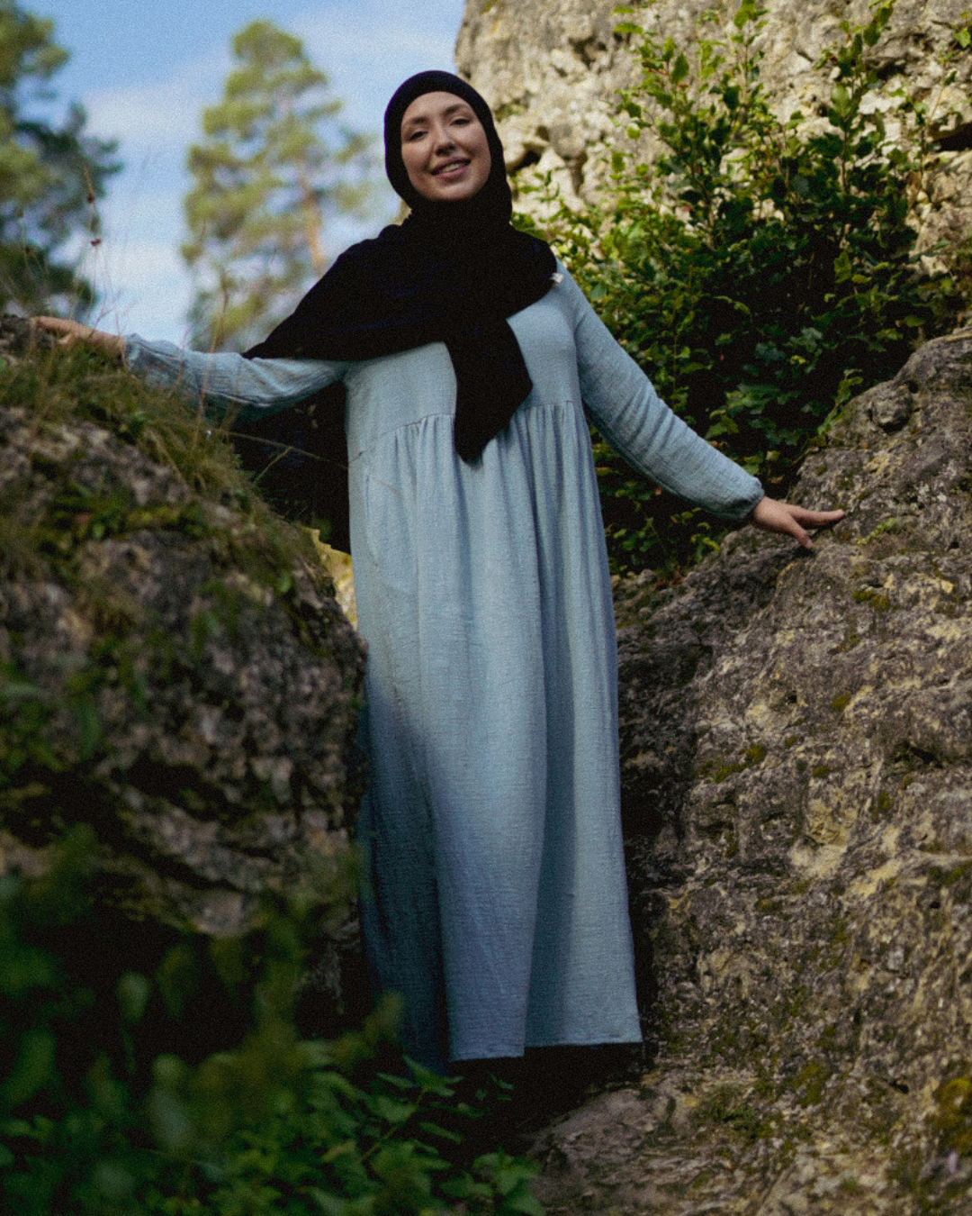 Katoenen Abaya "Maya" van katoen (Elsa Blue)
