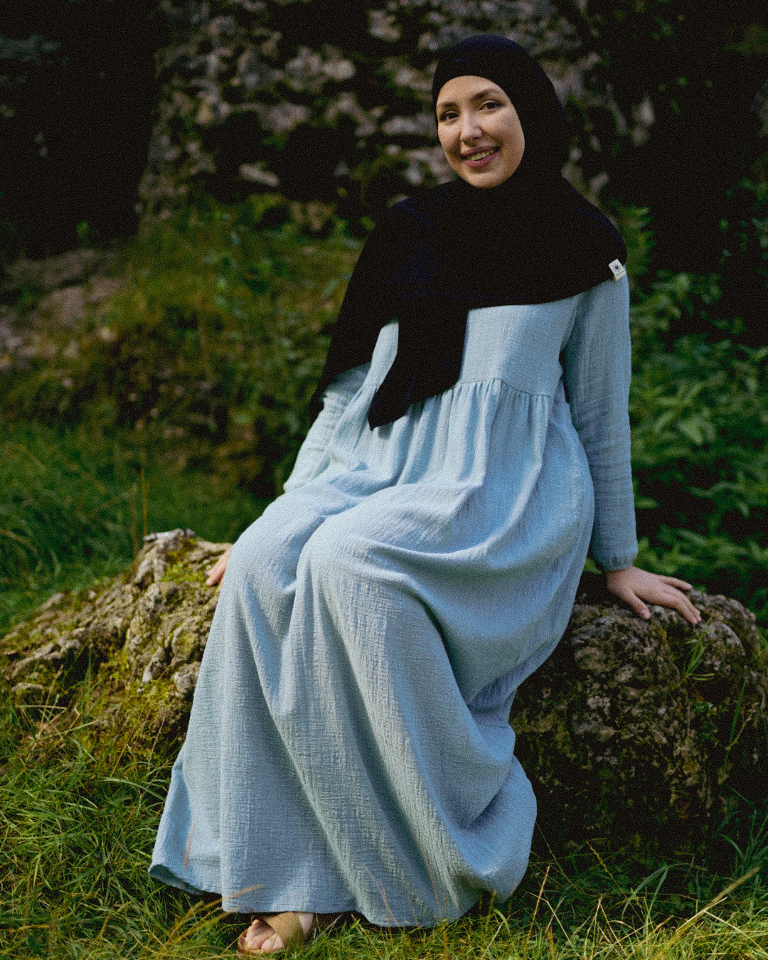 Katoenen Abaya "Maya" van katoen (Elsa Blue)