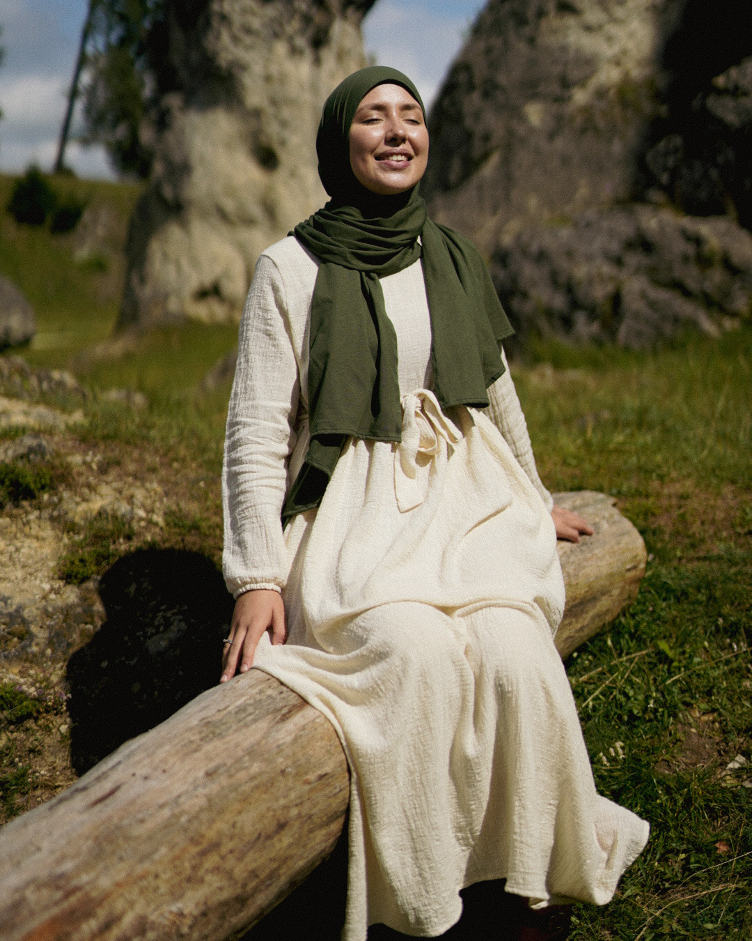 Katoenen Abaya "Maya" van katoen (Raw Cotton)