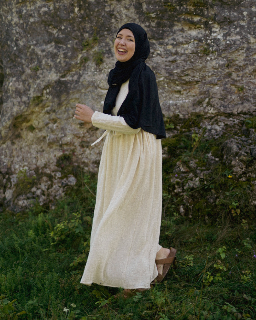Katoenen Abaya "Maya" van katoen (Raw Cotton)