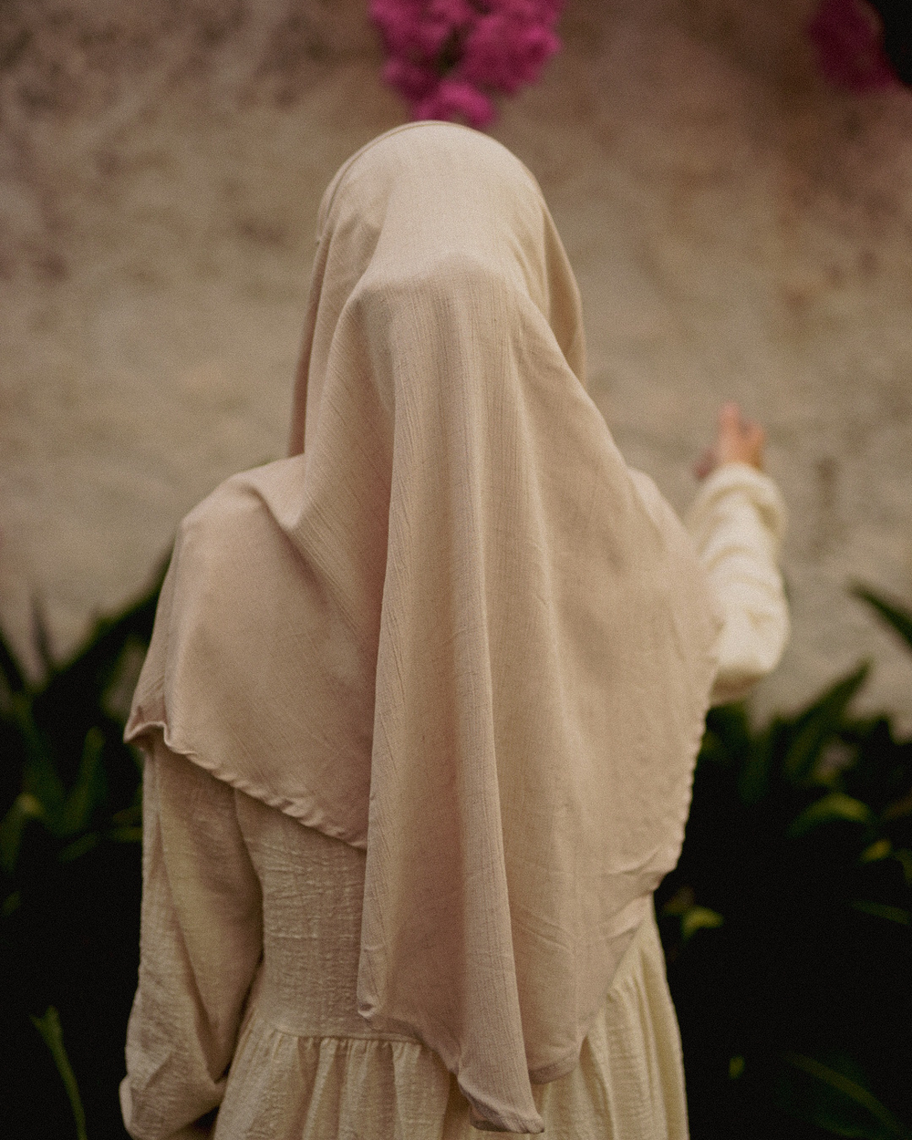 Mini Khimar Sandy van viscose en linnen (Linnen Beige)