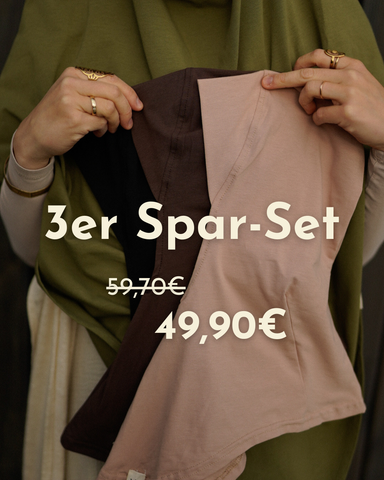 Set van 3 Ninja-bonnets - biologisch katoen - zwart, licht taupe, chocolade