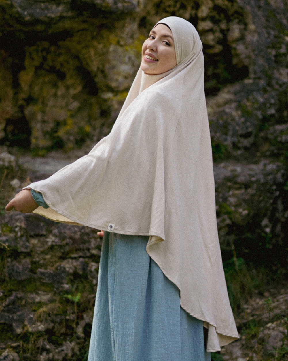 Khimar Sandy van viscose en linnen (Linnen Beige)