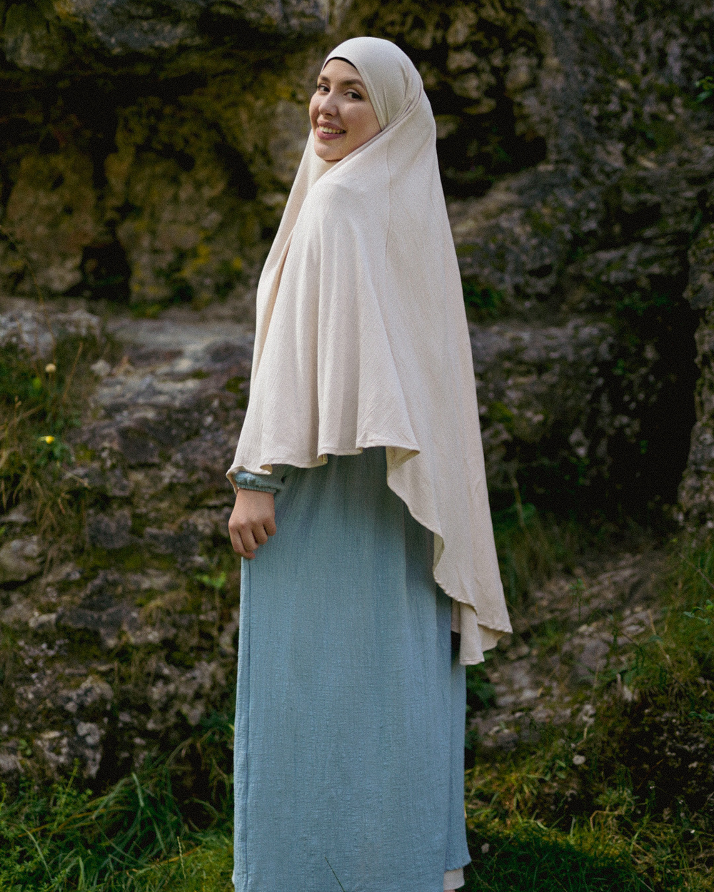 Khimar Sandy van viscose en linnen (Linnen Beige)