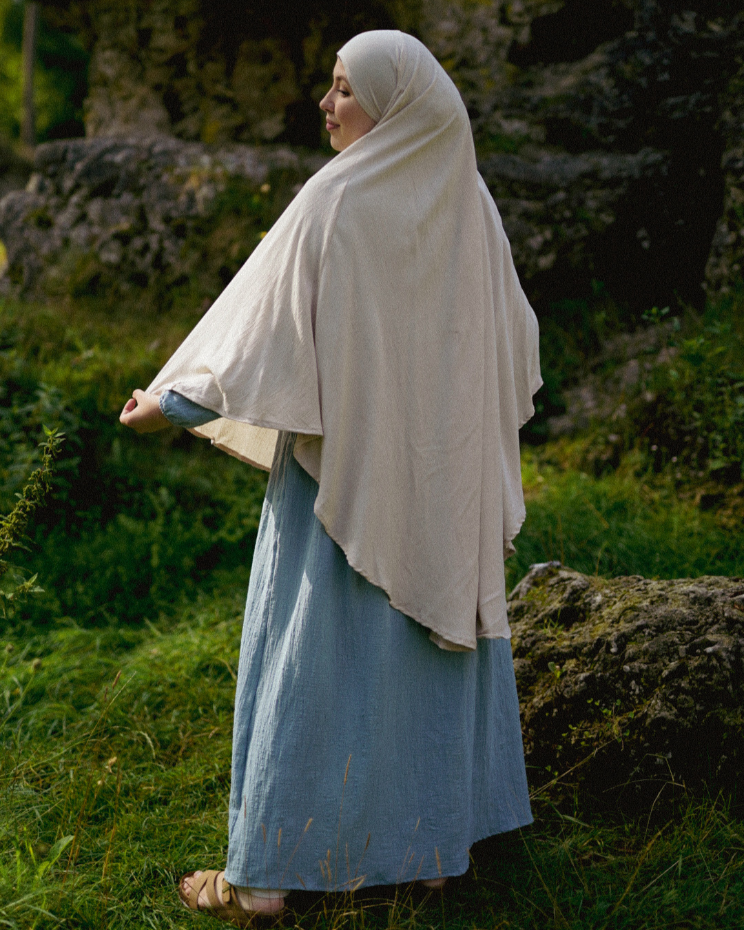 Khimar Sandy van viscose en linnen (Linnen Beige)