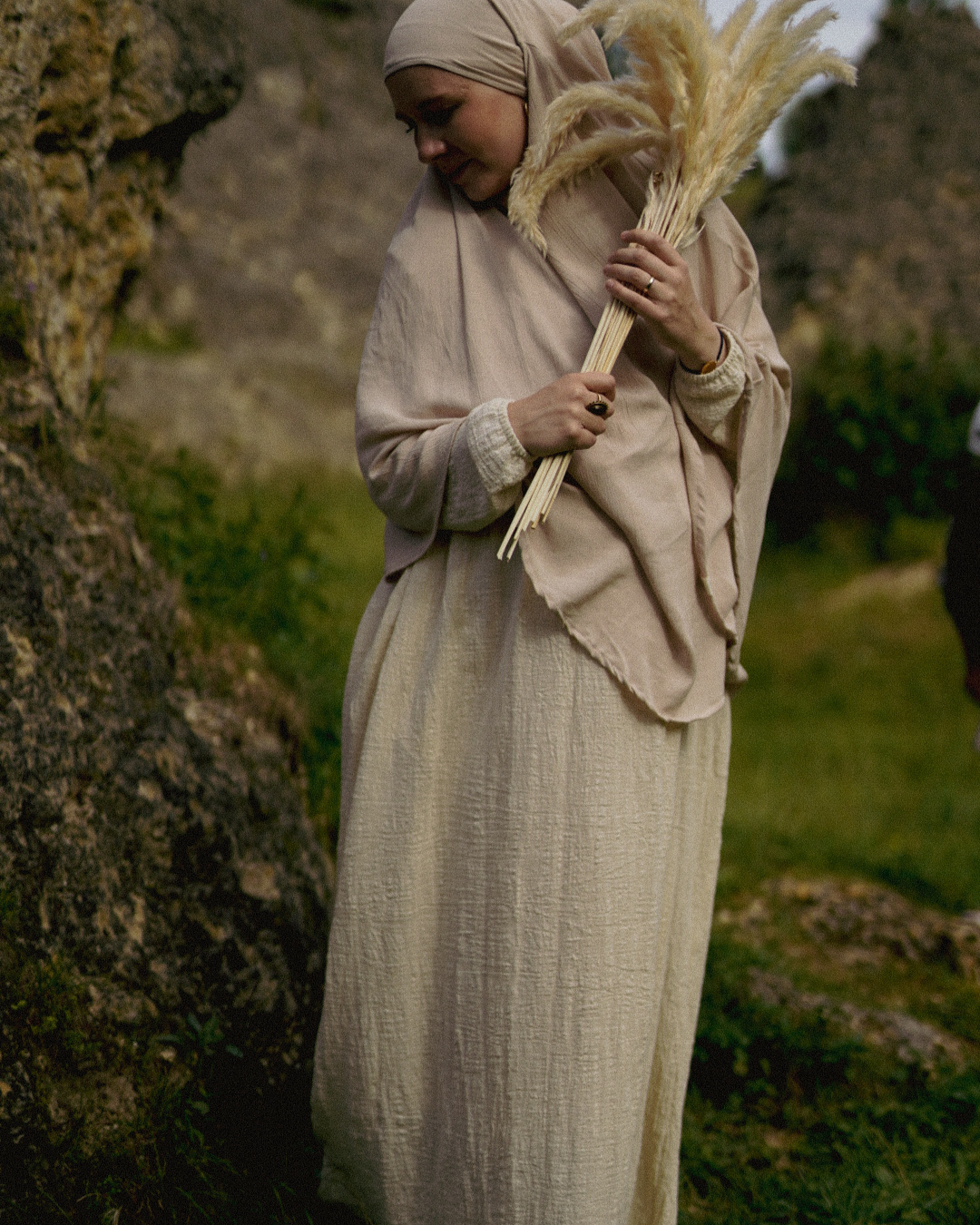 Khimar Sandy van viscose en linnen (Linnen Beige)