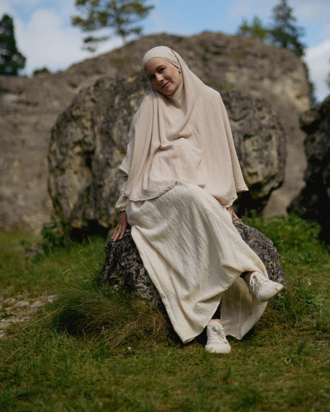 Khimar Sandy van viscose en linnen (Linnen Beige)