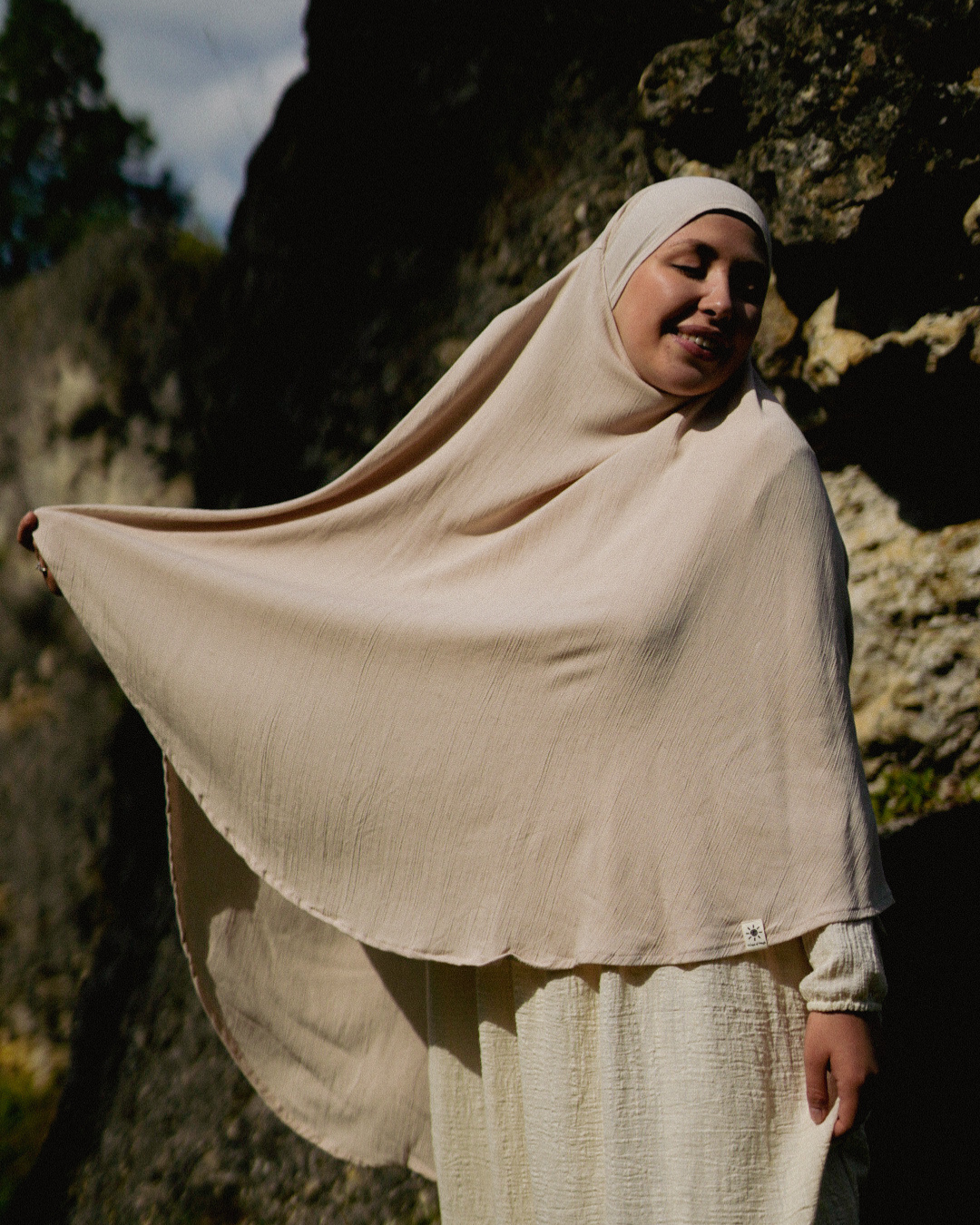Khimar Sandy van viscose en linnen (Linnen Beige)