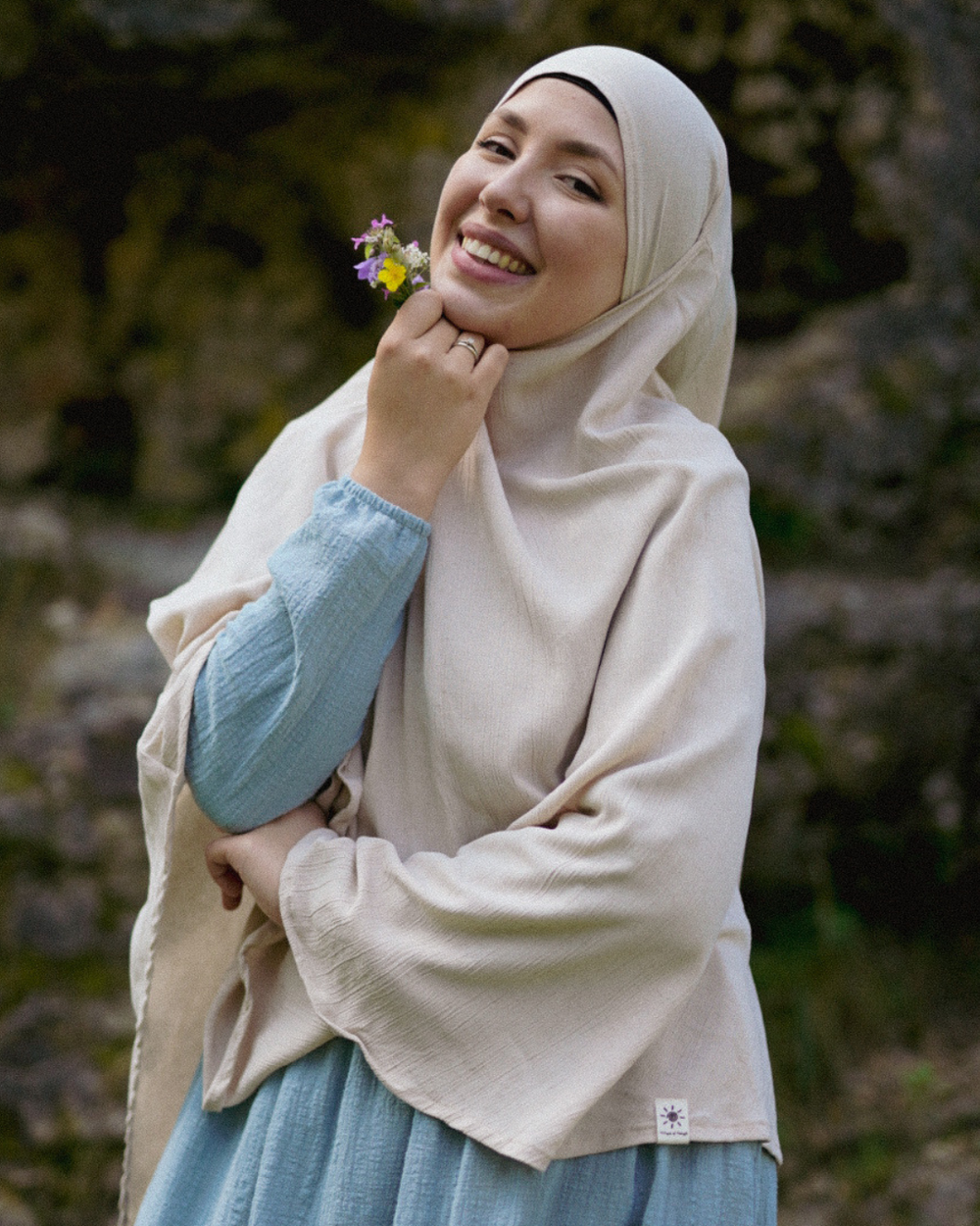 Khimar Sandy van viscose en linnen (Linnen Beige)