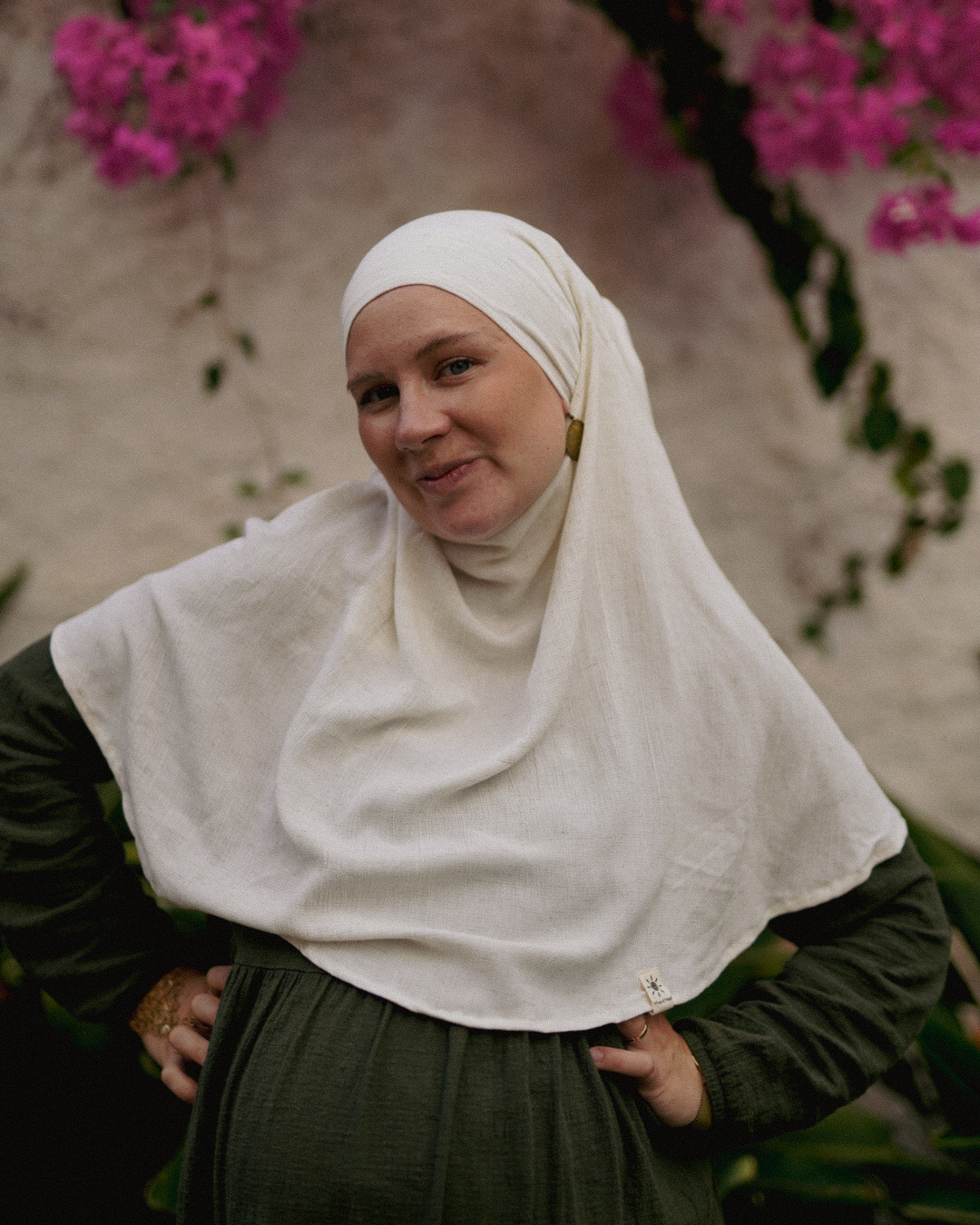 Mini Khimar Sandy van viscose en linnen (Off White)