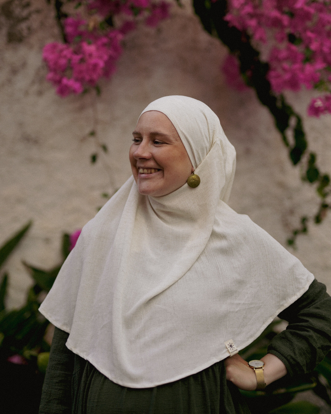 Mini Khimar Sandy van viscose en linnen (Off White)