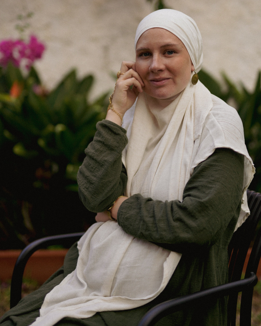 Khimar Sandy van viscose en linnen (Off White)