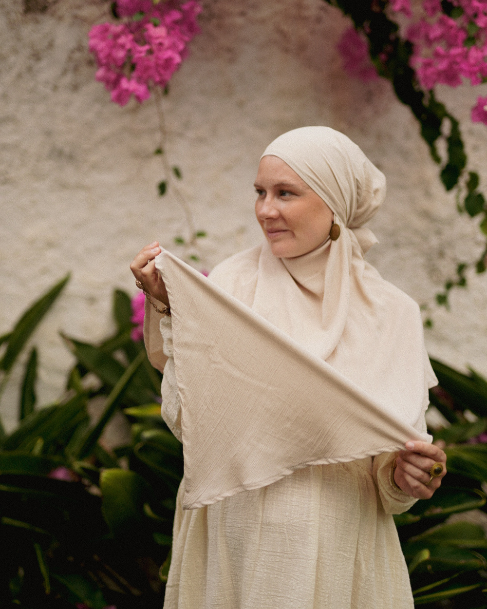 Khimar Sandy van viscose en linnen (Linnen Beige)