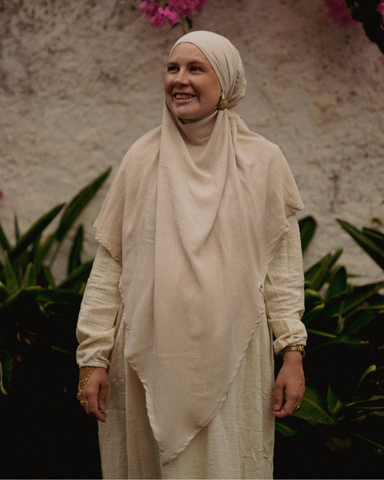 Khimar Sandy van viscose en linnen (Linnen Beige)