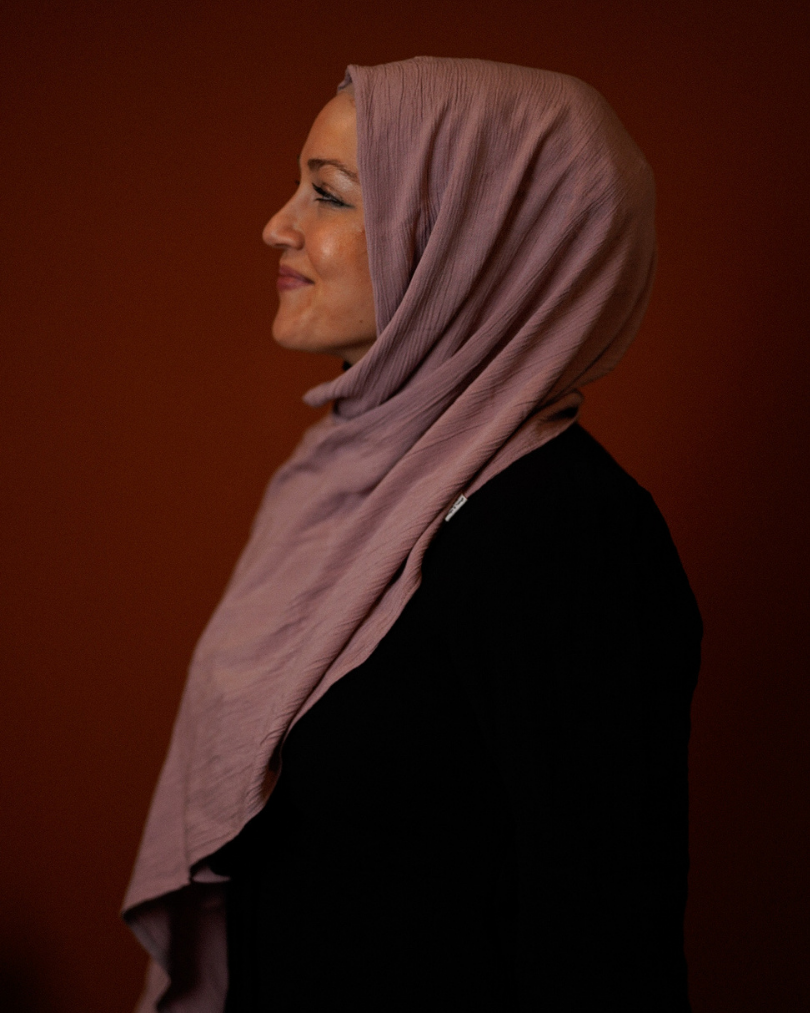 Crinkle Chiffon Hijab "Sandy" gemaakt van viscose en linnen (Lila)