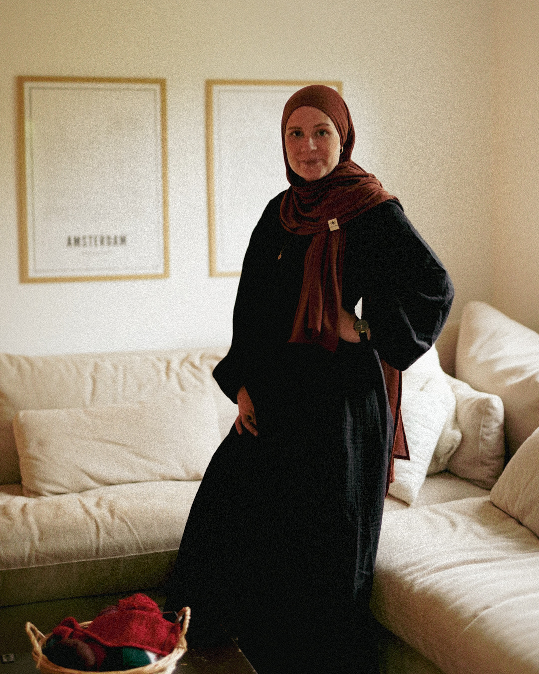 Borstvoedingsvriendelijke wikkelabaya "Lunaria" van biologisch katoen (Noir)